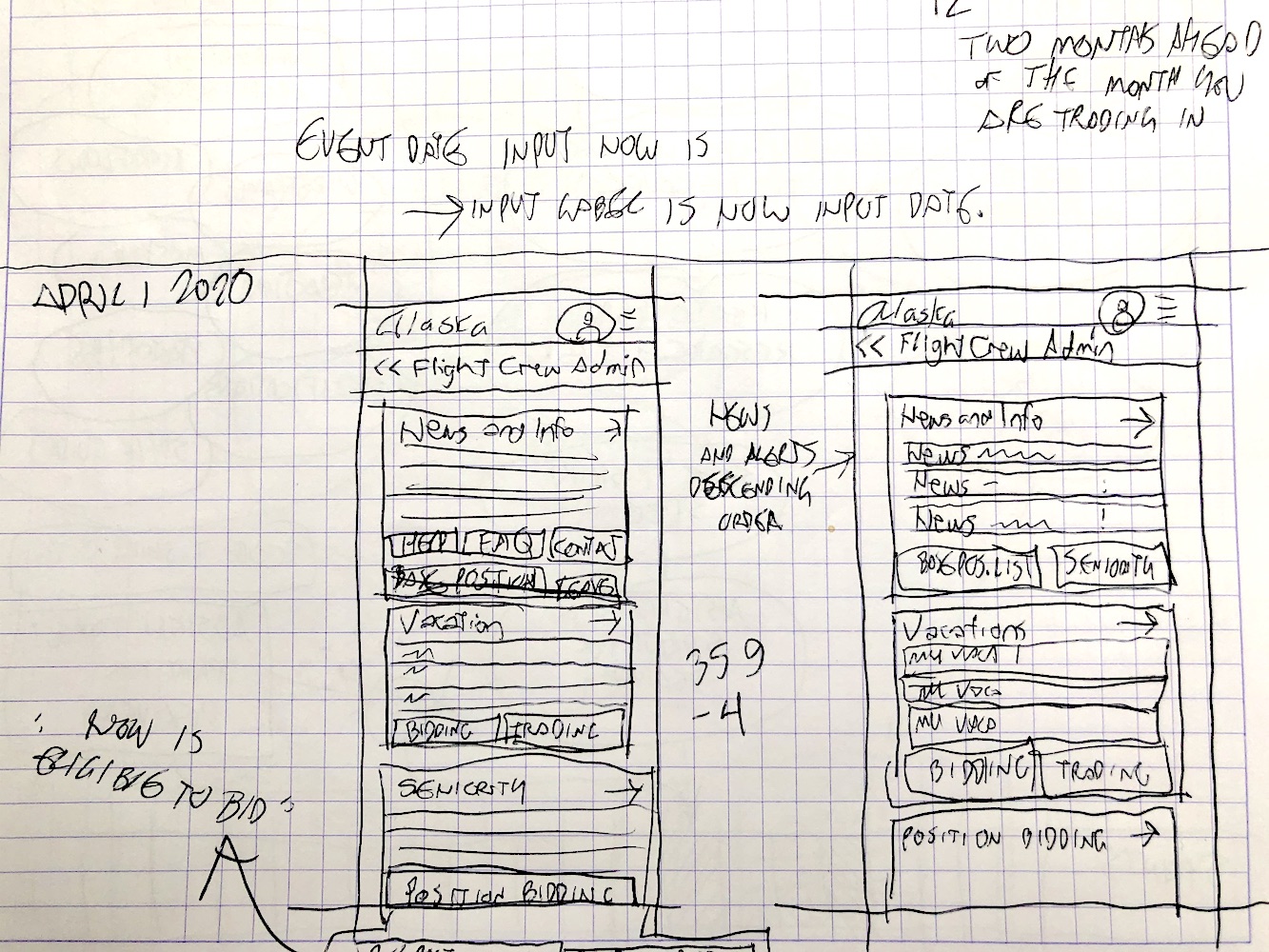 Mobile-first UI sketch