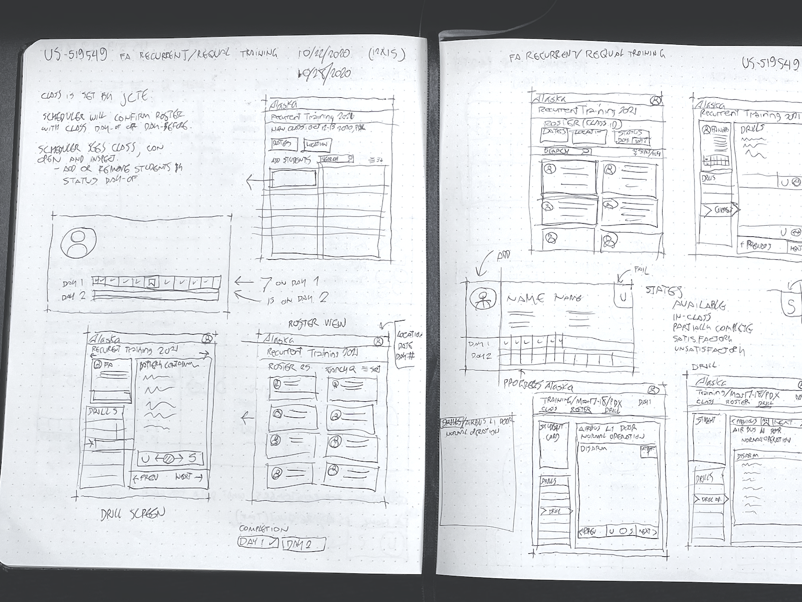 Wireframes detailing components and their states.