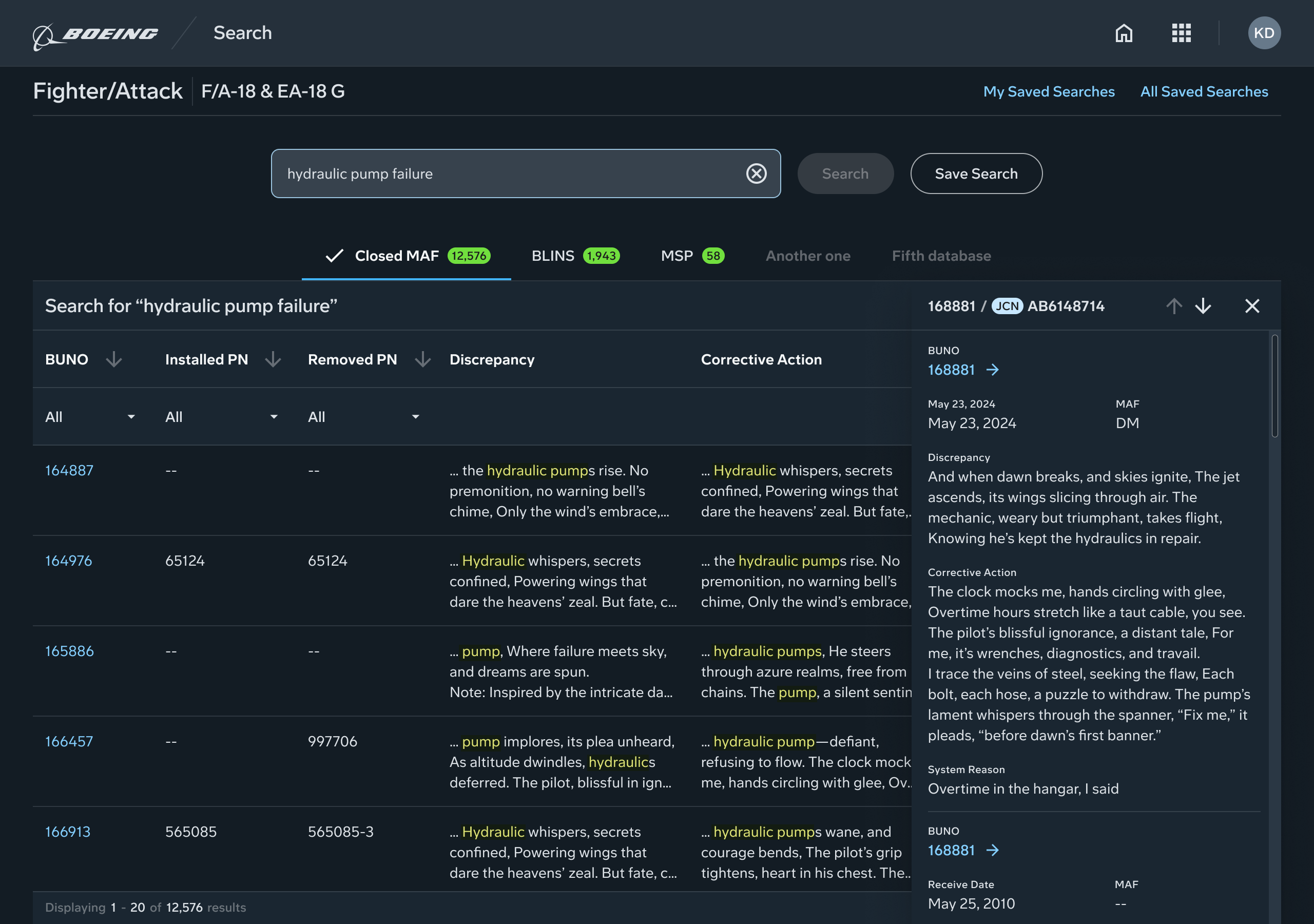 Search results detail view showing ways to display collateral information