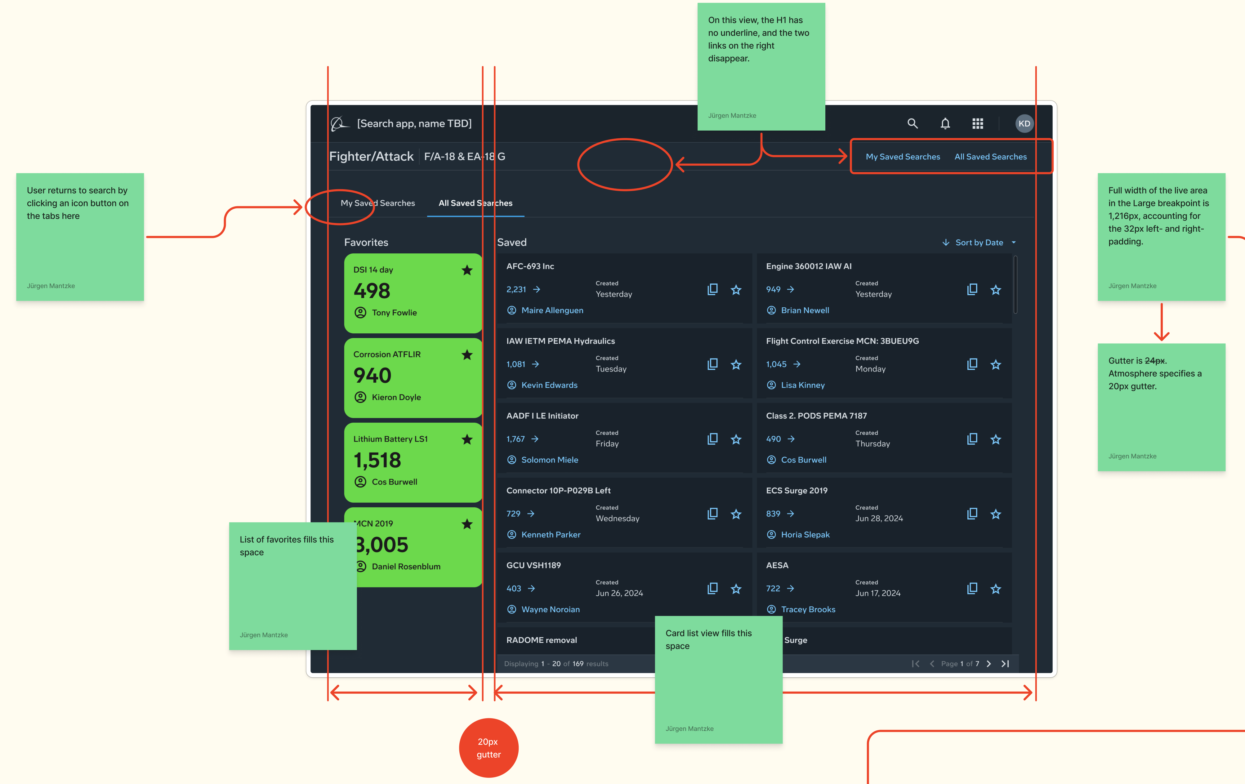 NGPS Search wireframe used to communicate the design to developers