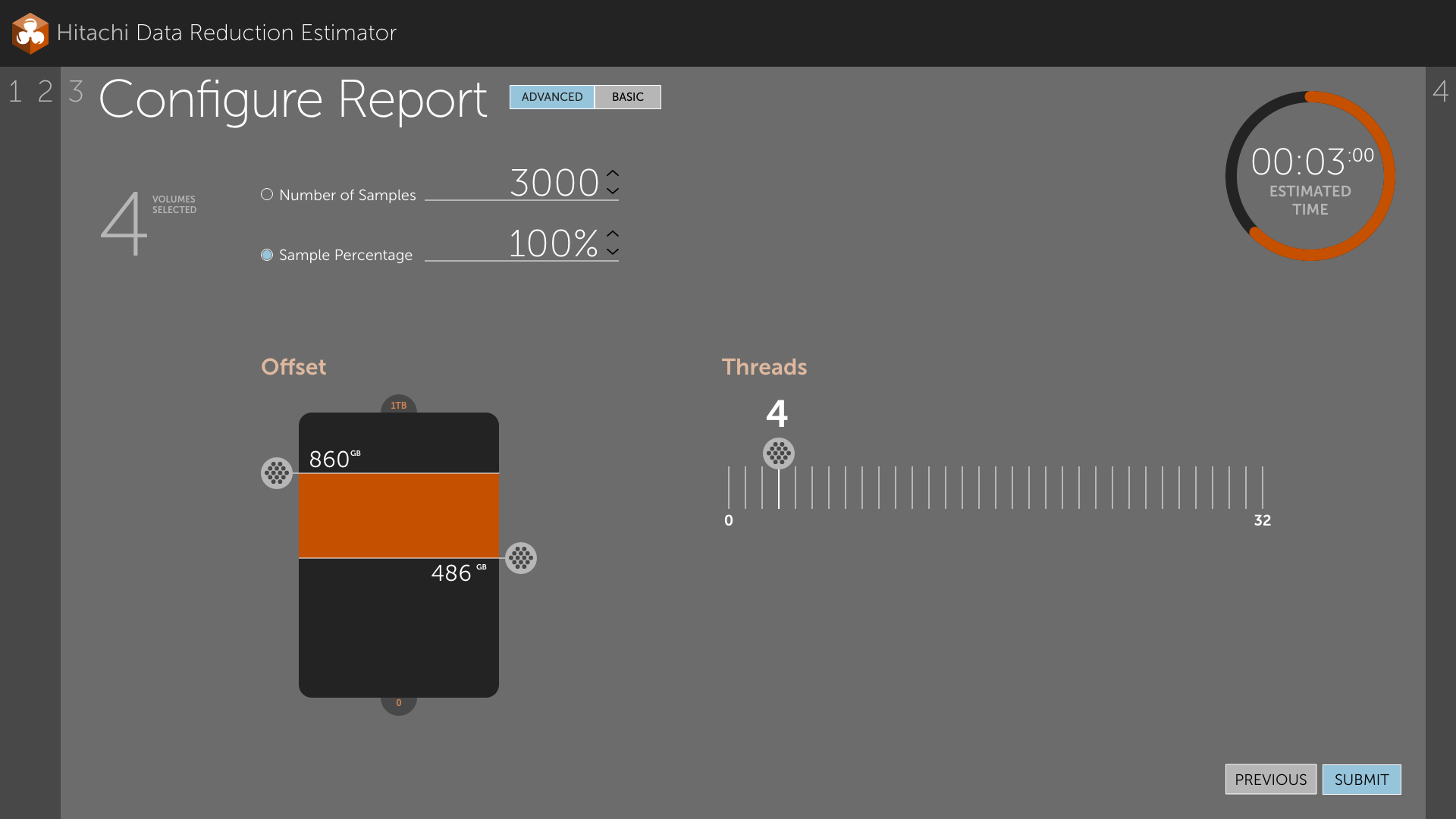 Advanced reduction type screen with exact offset and thread value controls