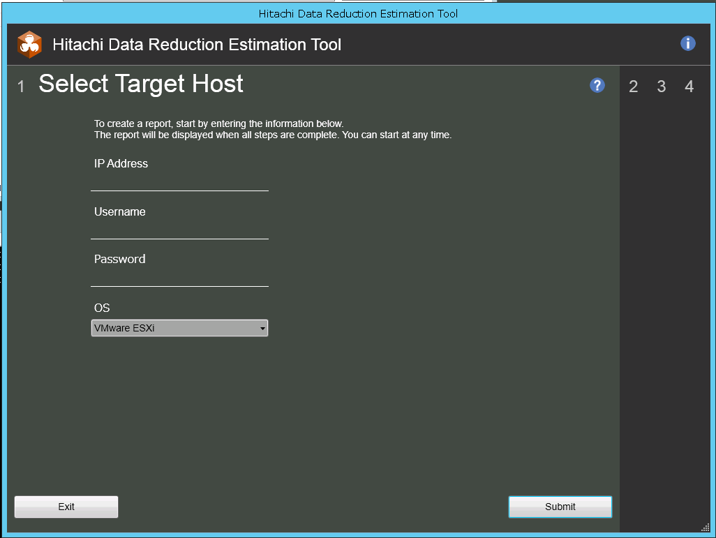 Screenshot of the shipped Hitachi Data Reduction Estimator product