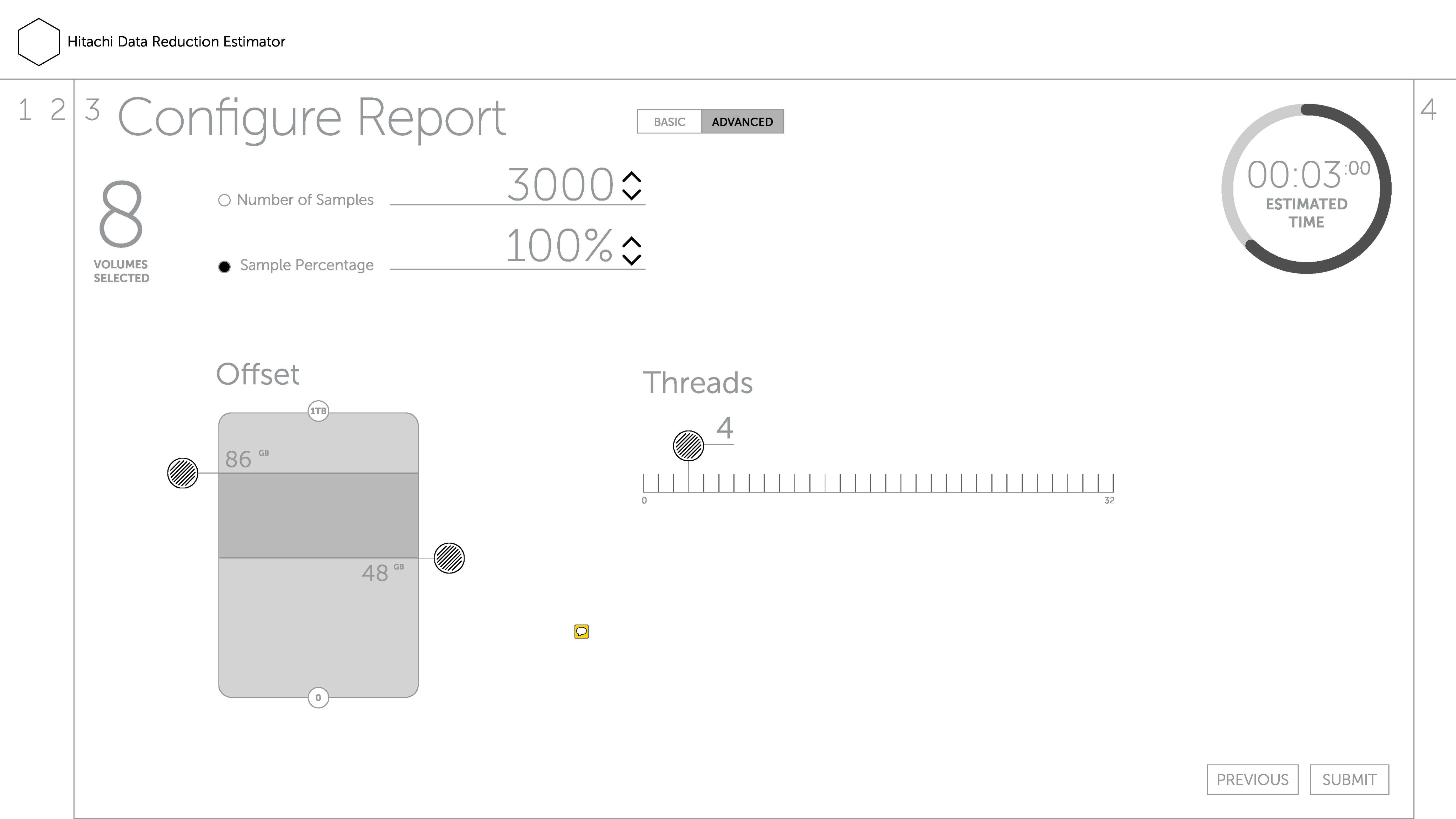 Sitemap page detailing screen states for the estimator flow