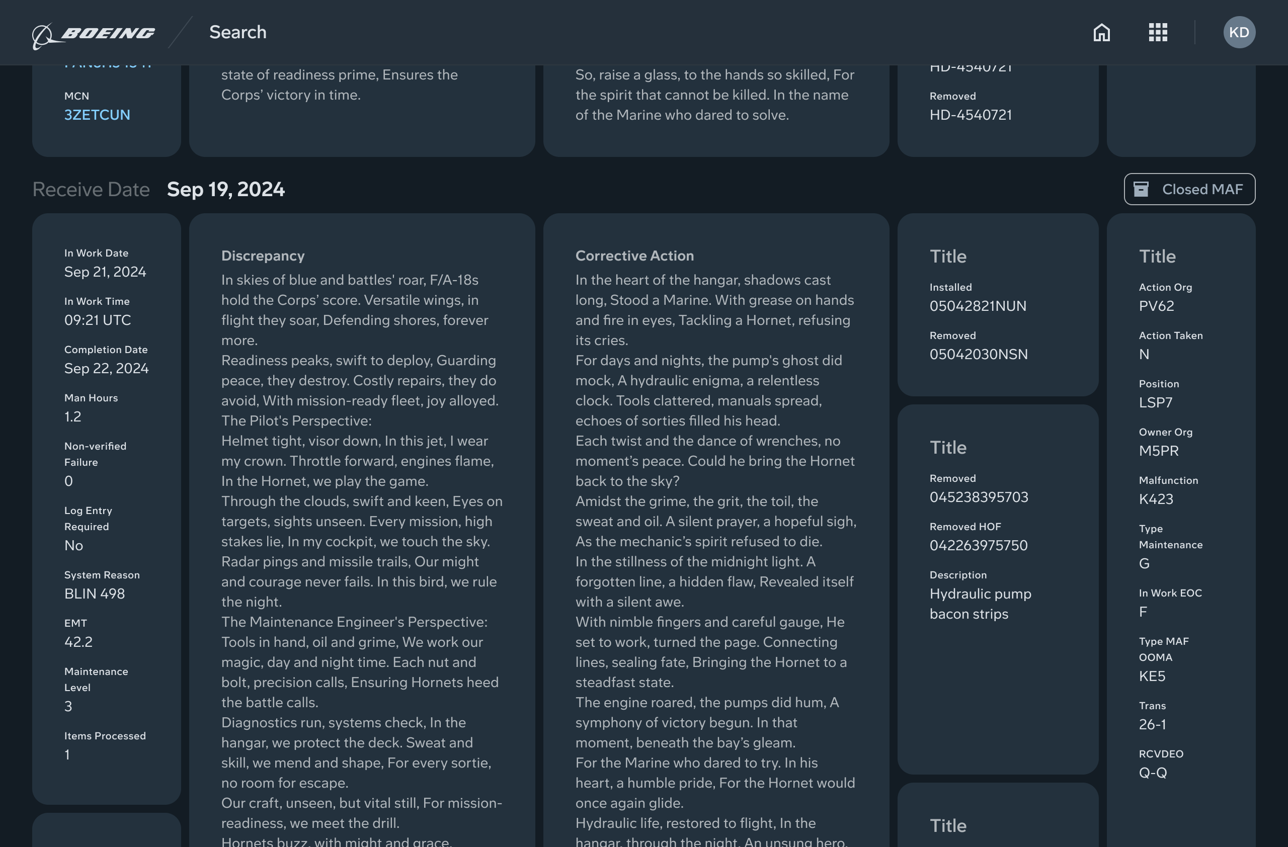 Search results displayed as blocks of data arranged in a masonry pattern