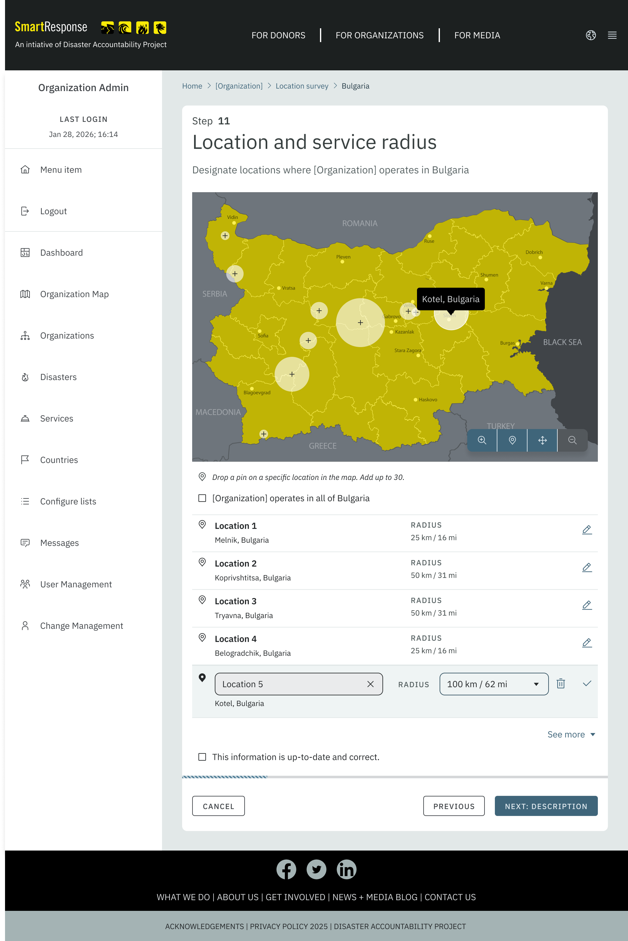 A prototype of the updated Location Specific Survey used in usability testing